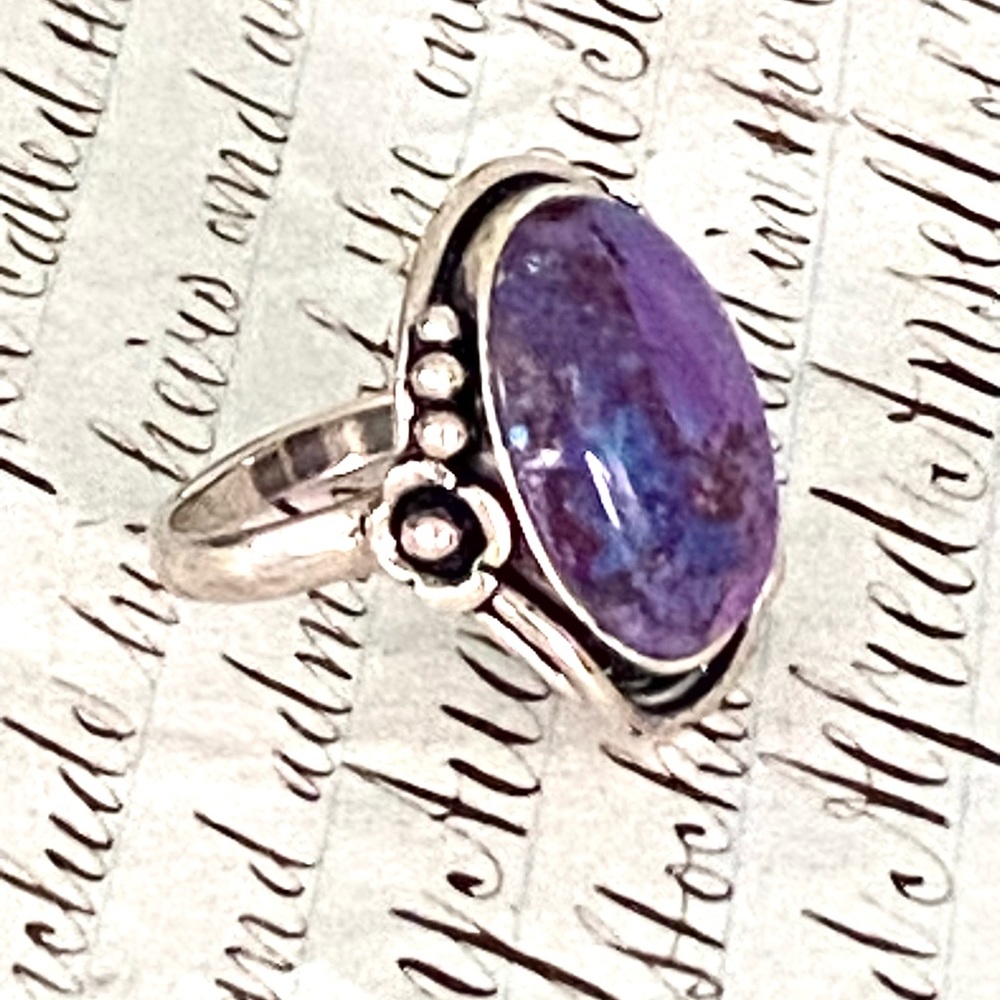 Stunning Sterling Silver Purple Stone Ring BBJ Thailand Size 6